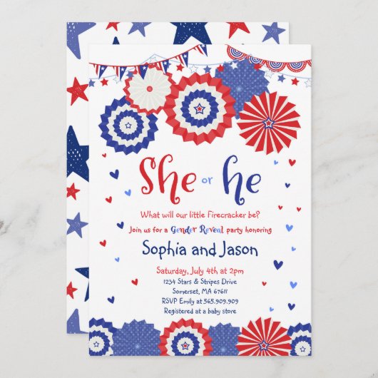 7月4日の性はパーティの招待状を明らかにします 招待状 (正面/裏面)