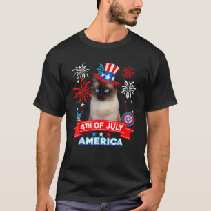 7月4日の愛国の日シャム猫の自立 Tシャツ