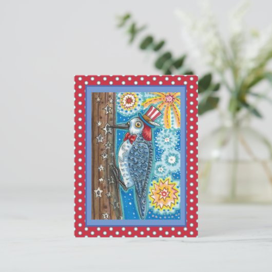 7月4日の愛国の木のペッカー花火 シーズンポストカード (スタンド正面)