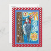 7月4日の愛国の木のペッカー花火 シーズンポストカード (正面/裏面)