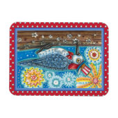 7月4日の愛国の木のペッカー花火 マグネット (横)