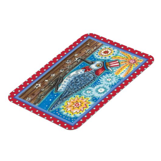 7月4日の愛国の木のペッカー花火 マグネット (左側)