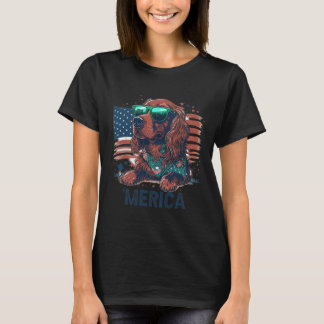 7月4日の愛国アイリッシュセッター犬メリカ Tシャツ