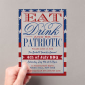 7月4日の愛国パーティーで食べて飲んで楽しもう アクリル招待状 (インサイチュ (ポータブル))