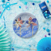 7月4日の愛国国旗の風車 ペーパープレート (パーティー)