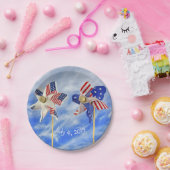 7月4日の愛国国旗の風車 ペーパープレート (パーティー)