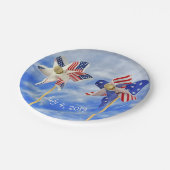 7月4日の愛国国旗の風車 ペーパープレート (アングル)