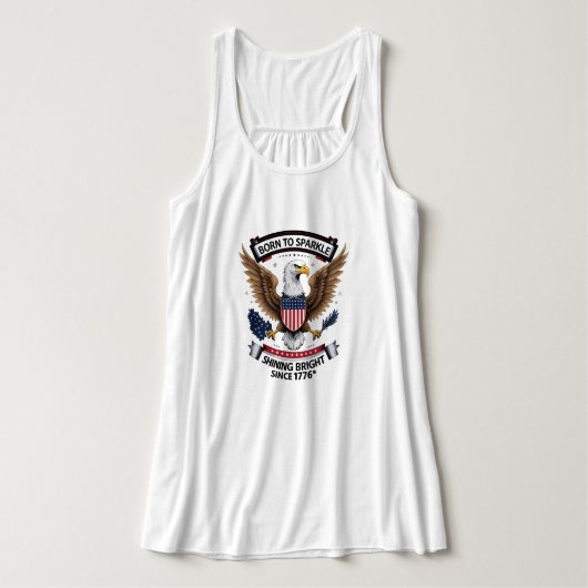 7月4日の愛国女性用シャツ タンクトップ (デザイン正面)