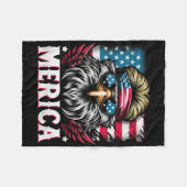 7月4日の愛国的なおもしろいイーグル7月4日アメリカ合衆国 フリースブランケット (正面(横))