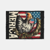 7月4日の愛国的なおもしろいイーグル7月4日アメリカ合衆国 フリースブランケット (正面(横))