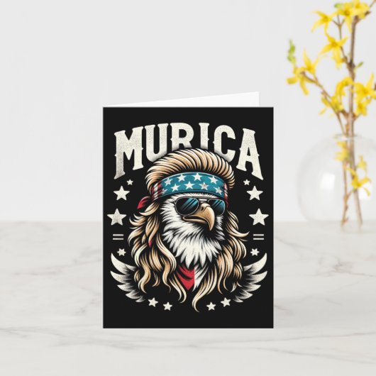 7月4日の愛国的なイーグルおもしろい7月4日のアメリカのMur カード (黄色い花)