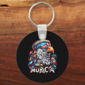 7月4日の愛国的なイーグルおもしろい7月4日のアメリカのMur キーホルダー (正面)