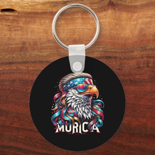 7月4日の愛国的なイーグルおもしろい7月4日のアメリカのMur キーホルダー (正面)