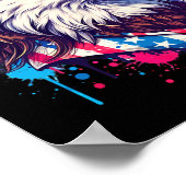 7月4日の愛国的なイーグルおもしろい7月4日のアメリカのMur ポスター (角)