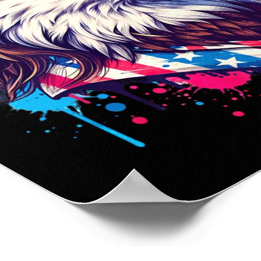 7月4日の愛国的なイーグルおもしろい7月4日のアメリカのMur ポスター (角)