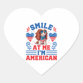 7月4日の愛国的なカバリエ犬 ハートシール