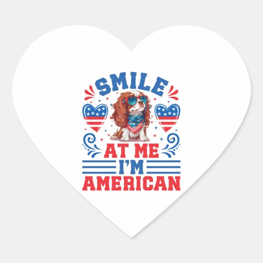 7月4日の愛国的なカバリエ犬 ハートシール (正面)