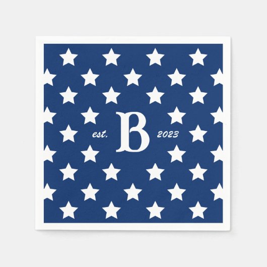 7月4日の愛国的なスターとストライプ スタンダードカクテルナプキン (正面)