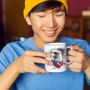 7月4日の愛国的なハゲのワシ コーヒーマグカップ