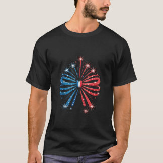 7月4日の愛国的な花火の弓と星 Tシャツ