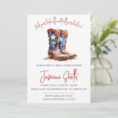 7月4日の愛国的な4日、女性のカーボーイブーツブライダルシャワー 招待状 (スタンド正面)