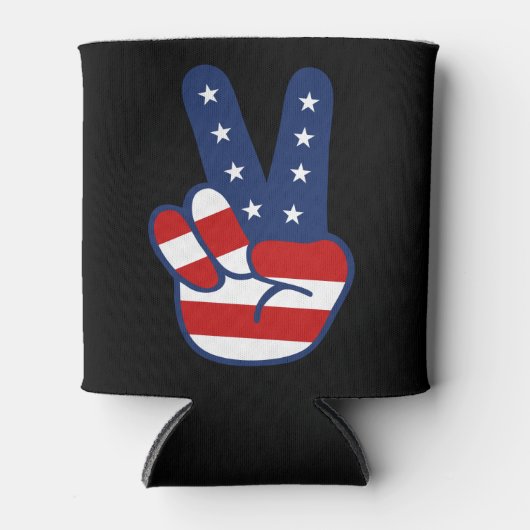 7月4日の愛国的平和のサイン 缶クーラー (正面)