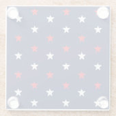 7月4日の愛国的紅白のネイビーブルスター ガラスコースター (裏面)