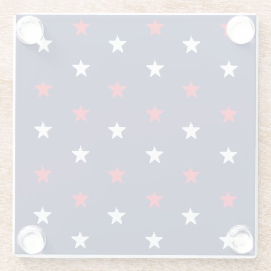 7月4日の愛国的紅白のネイビーブルスター ガラスコースター (裏面)