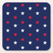 7月4日の愛国的紅白のネイビーブルスター スクエアペーパーコースター (正面)