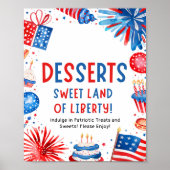 7月4日の愛国的花火夏デザートサイン ポスター (正面)