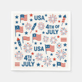 🇺🇸7月4日の愛国 🇺🇸 | 花火、星、フラグ スタンダードカクテルナプキン (正面)