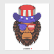 7月4日の愛国USA帽子をかぶったビッグフット
