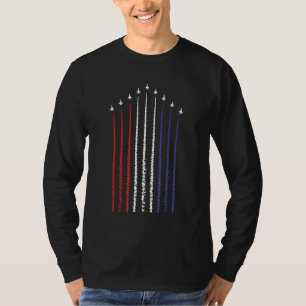 7月4日の戦闘機を持つ米国国旗 Tシャツ