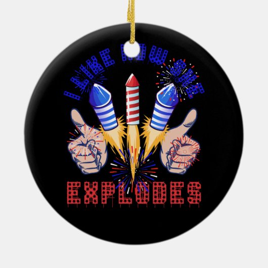 7月4日の打ち上げ花火が好き セラミックオーナメント (裏面)
