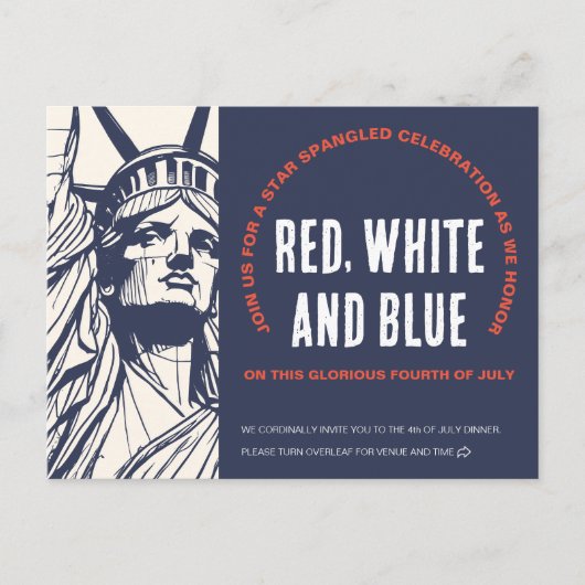 7月4日の招待状はがき インビテーションポストカード (正面)