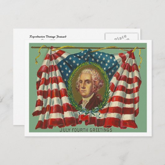 7月4日の挨拶 – ワシントン ポストカード (正面/裏面)