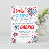 7月4日の星とストライプの誕生日 招待状 (スタンド正面)