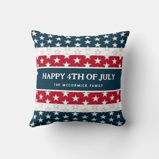 7月4日の星とストライプ家族モノグラ クッション (裏面)