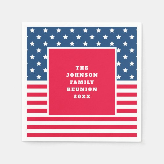 7月4日の星とストライプ家族懇親会 スタンダードカクテルナプキン (正面)
