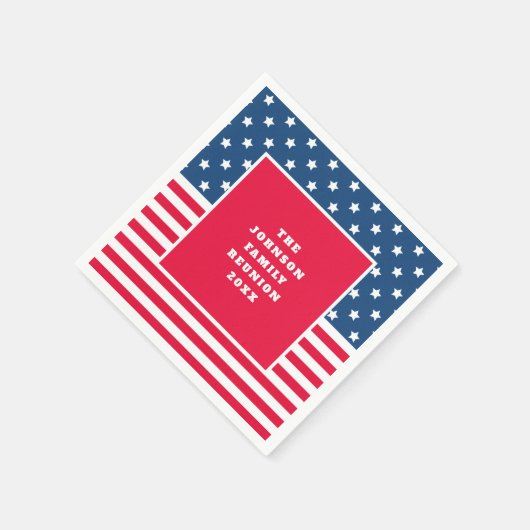 7月4日の星とストライプ家族懇親会 スタンダードカクテルナプキン (角)