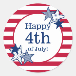 7月4日の星とストライプ愛国心モダン ラウンドシール