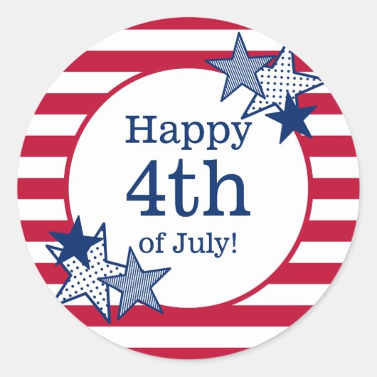 7月4日の星とストライプ愛国心モダン ラウンドシール (正面)