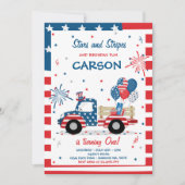 7月4日の星とストライプ誕生日おもしろい 招待状 (正面)