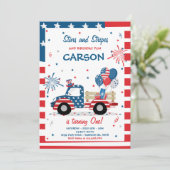 7月4日の星とストライプ誕生日おもしろい 招待状 (スタンド正面)