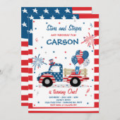 7月4日の星とストライプ誕生日おもしろい 招待状 (正面/裏面)
