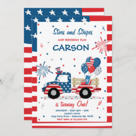 7月4日の星とストライプ誕生日おもしろい 招待状