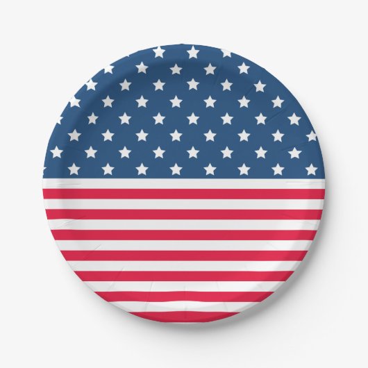 7月4日の星とストライプ赤白と青 ペーパープレート (正面)