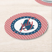 7月4日の星とストライプ ラウンドペーパーコースター (アングル)