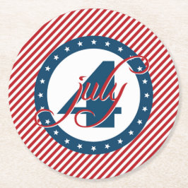 7月4日の星とストライプ ラウンドペーパーコースター