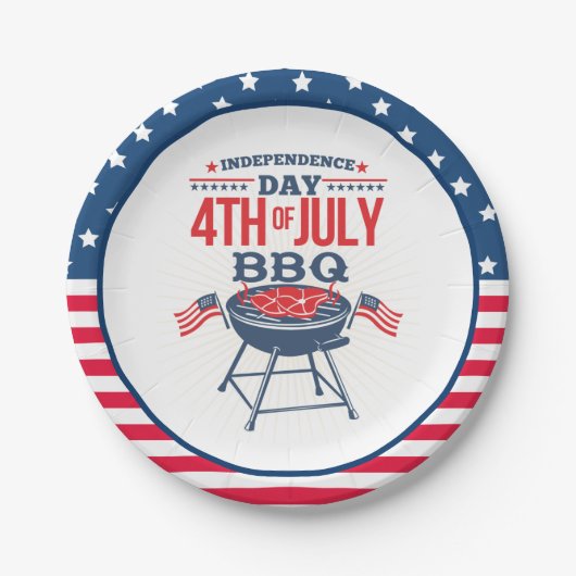 7月4日の星とストライプBBQ ペーパープレート (正面)